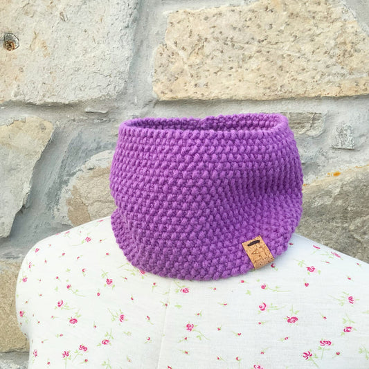 Hand Knitted Neck Warmer. Headband . Cowl. Infinity Scarf. Lavender Scarf.  Purple Scarf. Mauve Scarf. Handmade Scarf.
