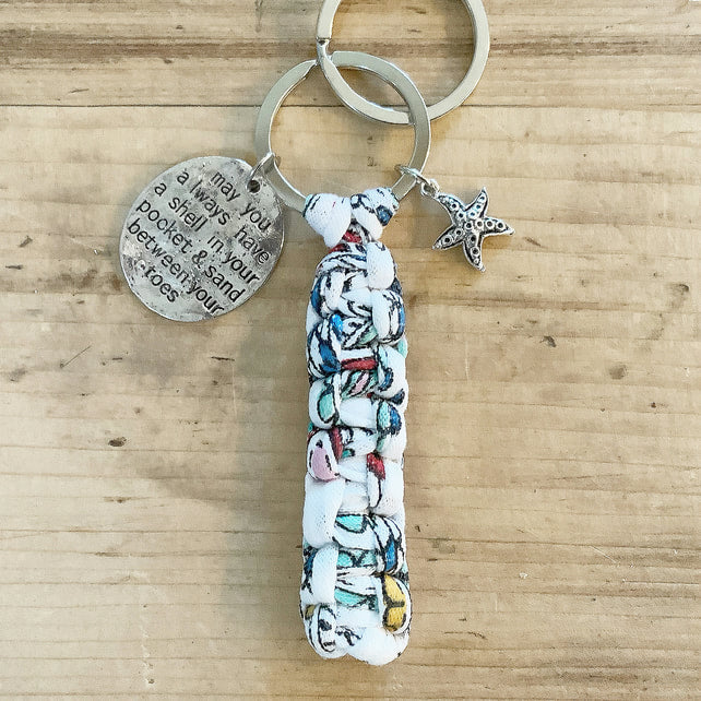 Paracord Style Keyring. Starfish Keyring. Inspirational Quote Keyring. Charms Keyring.Handmade Key Fob. Key Chain.