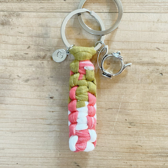 Paracord Style Keyring. Teapot Charm. Heart Charm. Keyring. Key Chain. Handmade Key Fob.