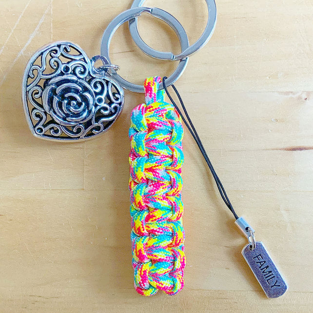 Heart Keyring. Family Keyring. Paracord Keyring. Handmade Keyring. Charms Keyring. Key Fob.