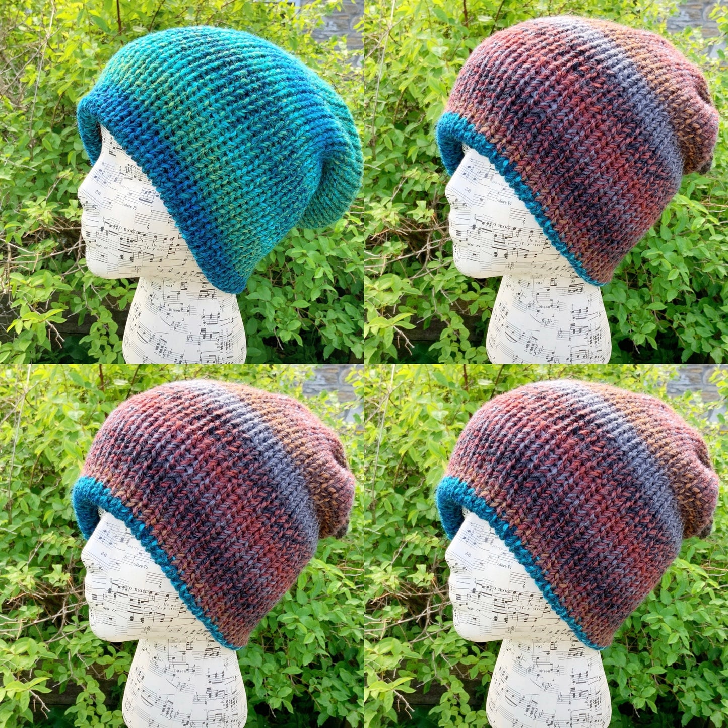 Reversible Knitted Hat. Handmade Hat. Beanie. Slouchy.